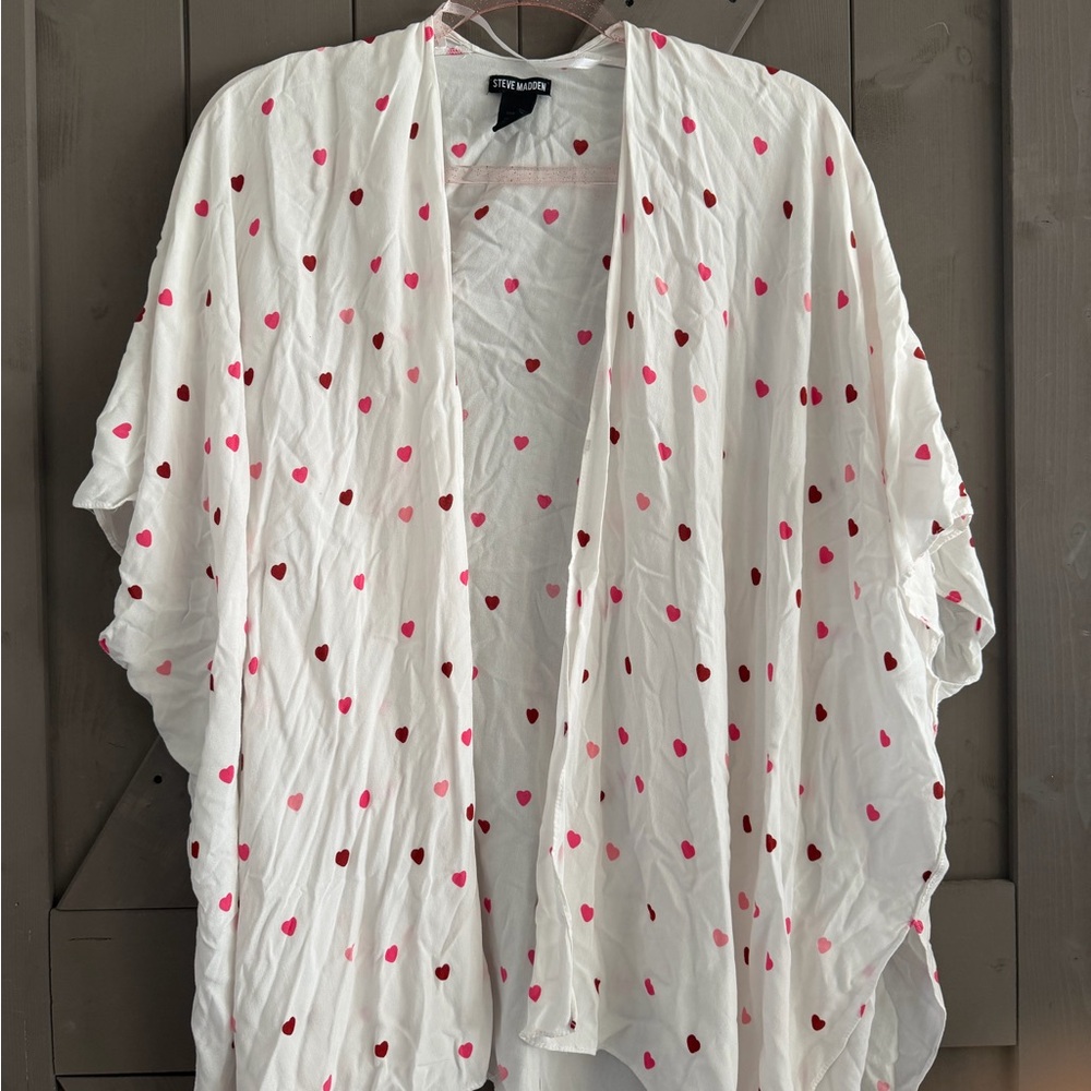 Steve Madden White Fabric with Pink and Red Patterns